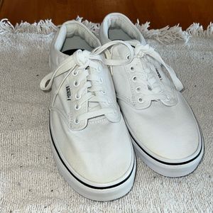 Vans canvas tennis shoes white with black detail Men size 7
